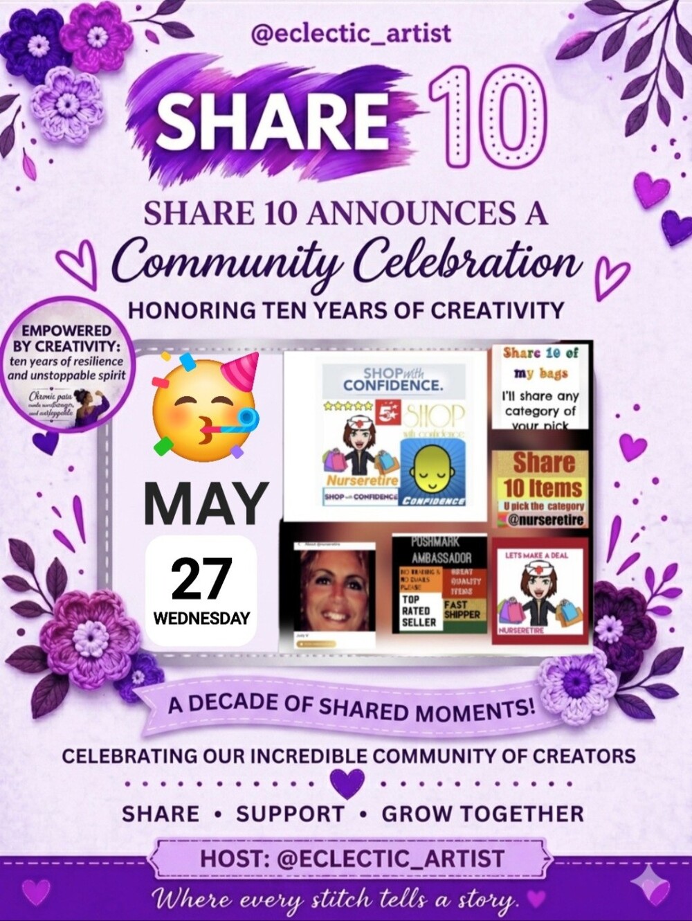 SHARE 10 Celebration Birthday May 27  @nurseretire Judy  B-DAY
